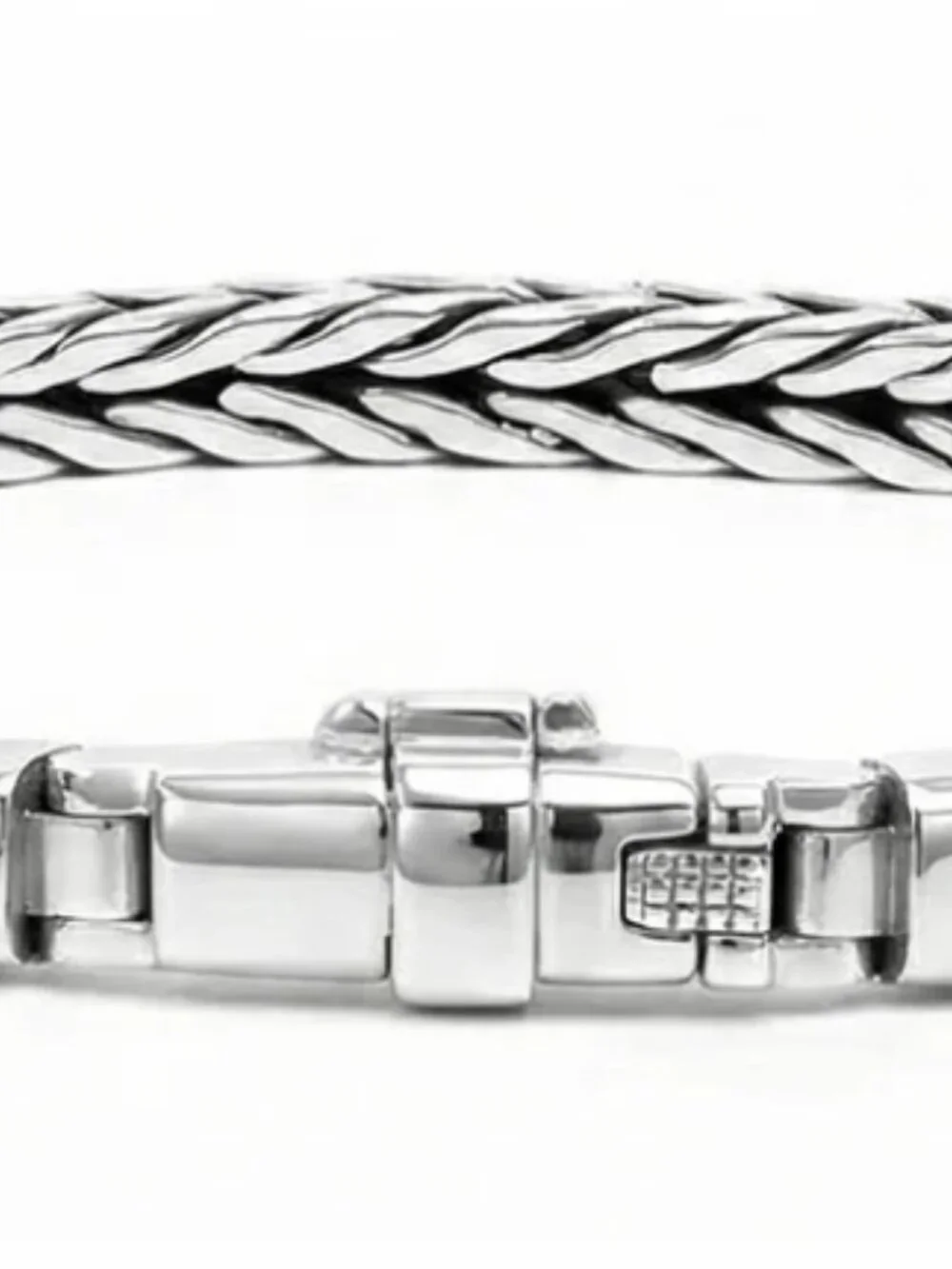 Polished Sterling Silver Braided Men's Bracelet 7
